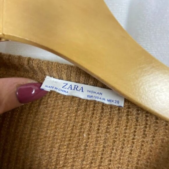 Zara‎ Faux Fur Camel Knit Pull Over Sweater Women's Medium. - Picture 8 of 8